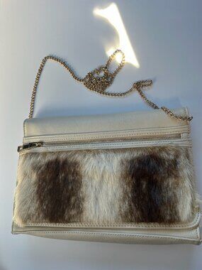 ALDO Cream Faux Fur Flap Crossbody Bag